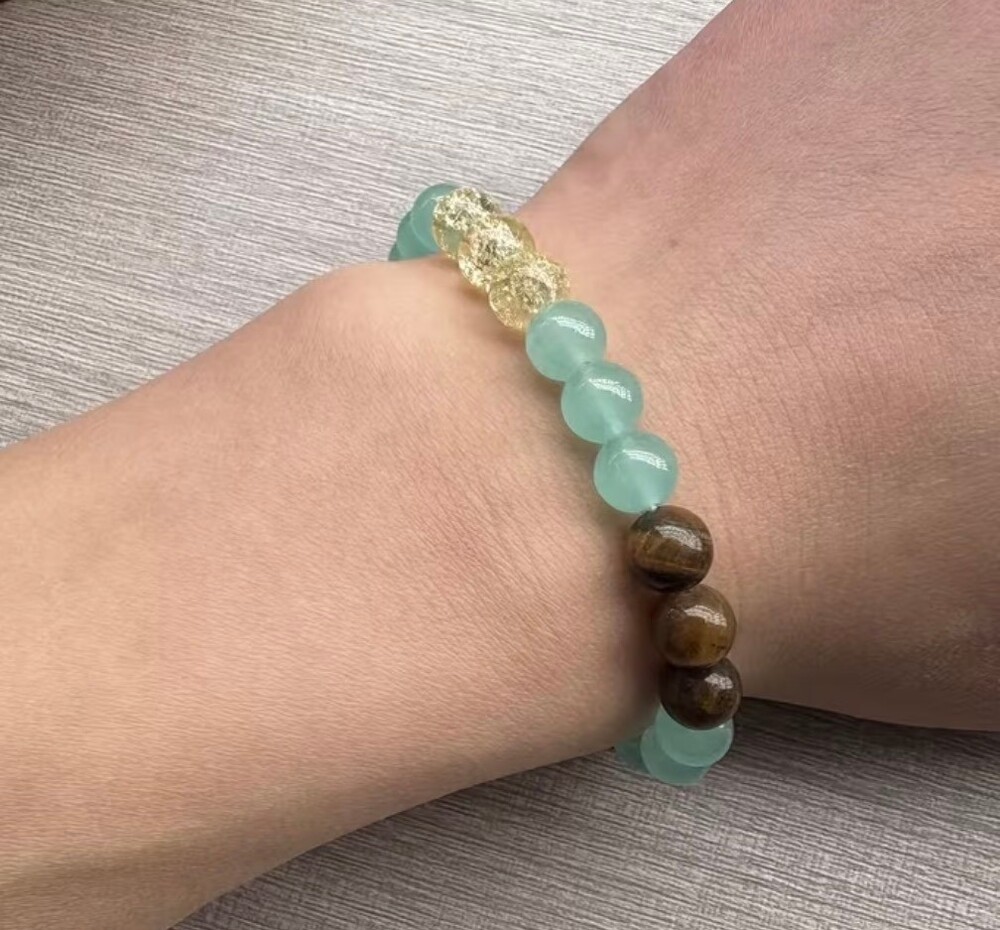 Beaded Bracelet Tiger's Eye Citrine Green Treasure Gemstone
